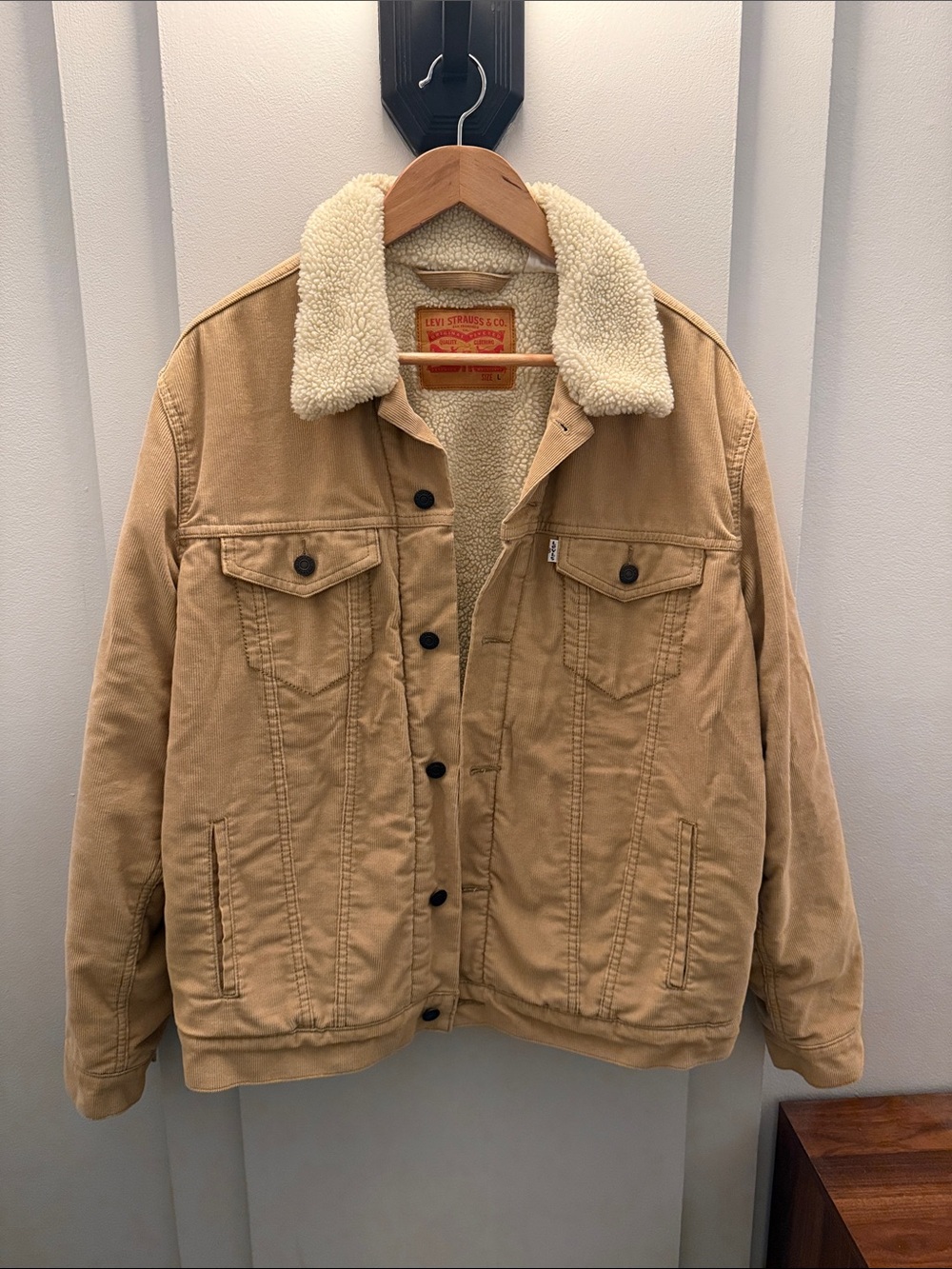 Levi's Tan Sherpa Trucker Jacket with Cream Collar